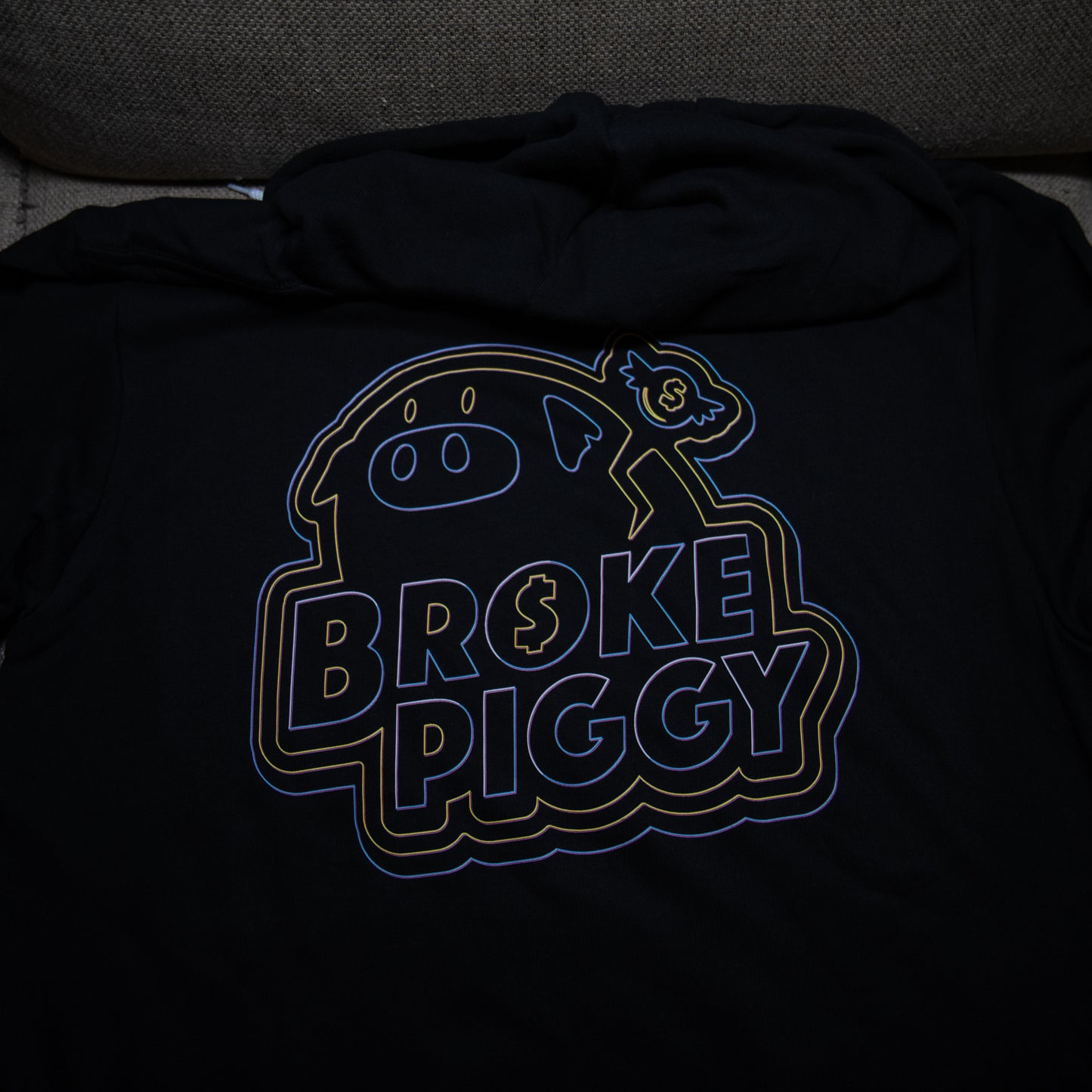 Broke Piggy Neon Outline Coin Hoodie